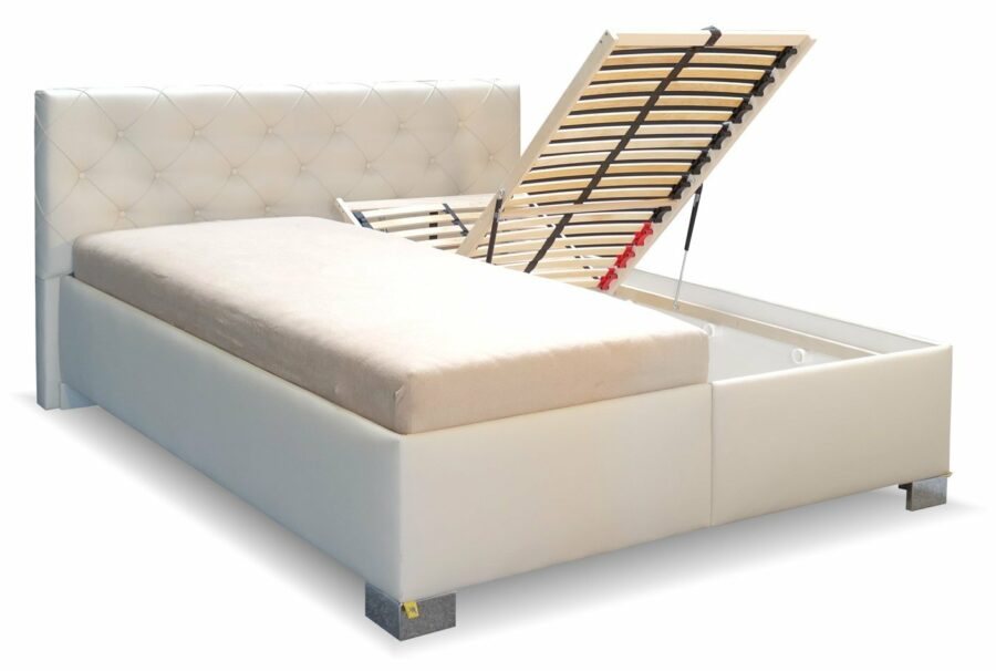 Čalouněná postel s úložným prostorem Jolanda